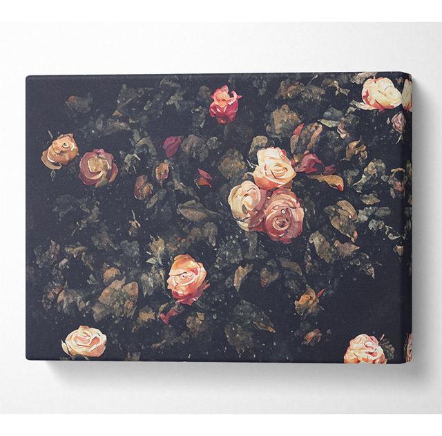 Pale Roses In Soft Greenery Canvas Watercolour ClassicLiving Size: 66cm H x 106.6cm W x 10cm D on Productcaster.