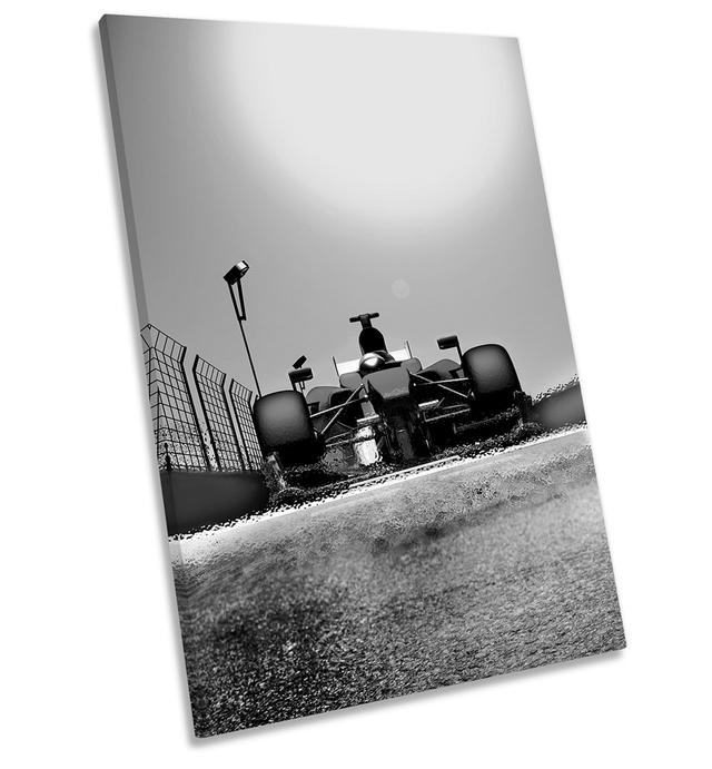 Race Fast Car F1 B&W Picture - Wrapped Canvas Print Borough Wharf Size: 45.7cm H x 30.5cm W x 2cm D on Productcaster.