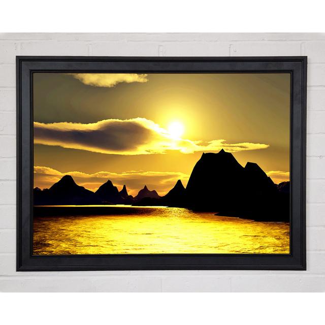 Yellow Ocean Mountain Framed Print Wall Art Highland Dunes Size: 59.7cm H x 84.1cm W x 1.5cm D, Format: Matte Black Framed Paper on Productcaster.