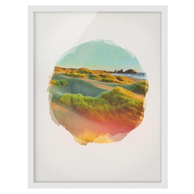 Dunes and Grasses by the Sea - Picture Frame Graphic Art Union Rustic Size: 40cm H x 30cm W x 2cm D, Frame Option: White Framed on Productcaster.