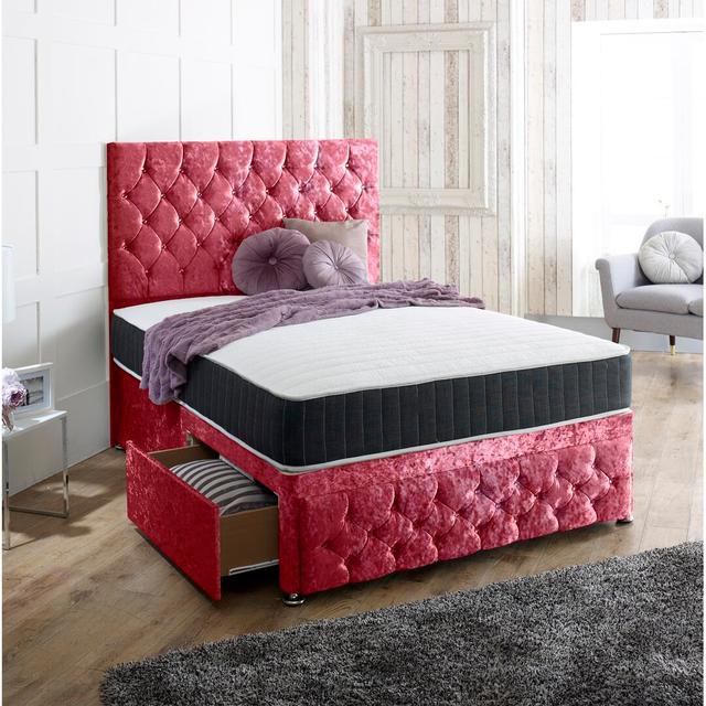 Baty Divan Bed Rosdorf Park Size: Small Double (4'), Colour: Red, Storage Type: No Drawers on Productcaster.