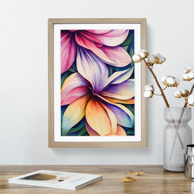 Exquisite Watercolour Flowers No.1 - Single Picture Frame Print Marlow Home Co. Frame Colour: Oak, Size: 46cm H x 34cm W x 2cm D on Productcaster.