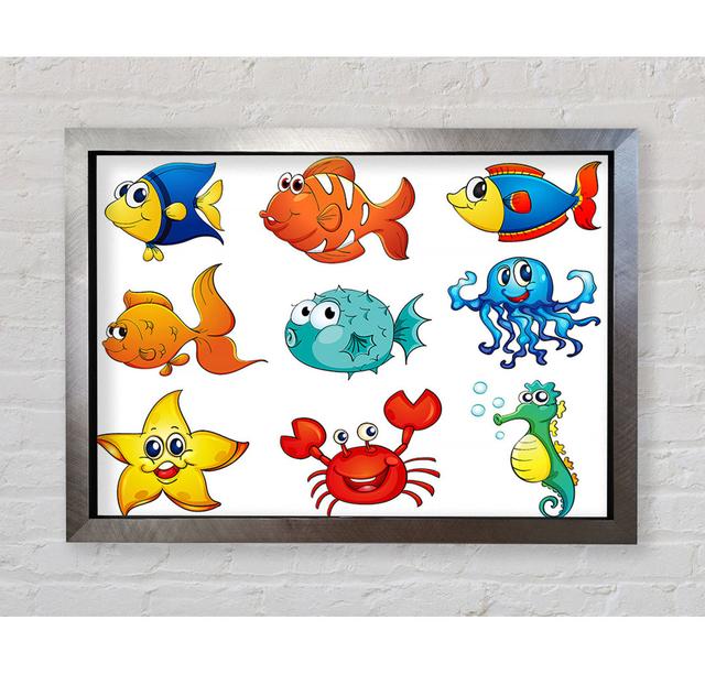 Happy Fish 2 Framed Print Highland Dunes Size: 100cm H x 141.4cm W x 3.4cm D, Format: Silver Framed Paper on Productcaster.