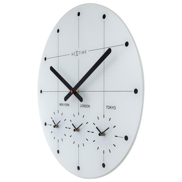 NeXtime Big City 43cm Glass Wall Clock with White Print - Silent Clock on Productcaster.