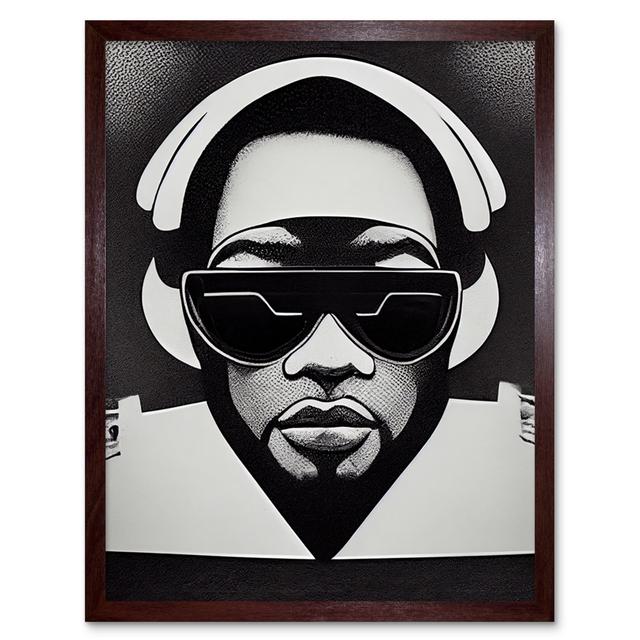 Hip Hop Black Artist Music DJ - Art Prints Wee Blue Coo Size: 25.9cm H x 20.6cm W x 1.5cm D, Format: Brown Framed Paper on Productcaster.