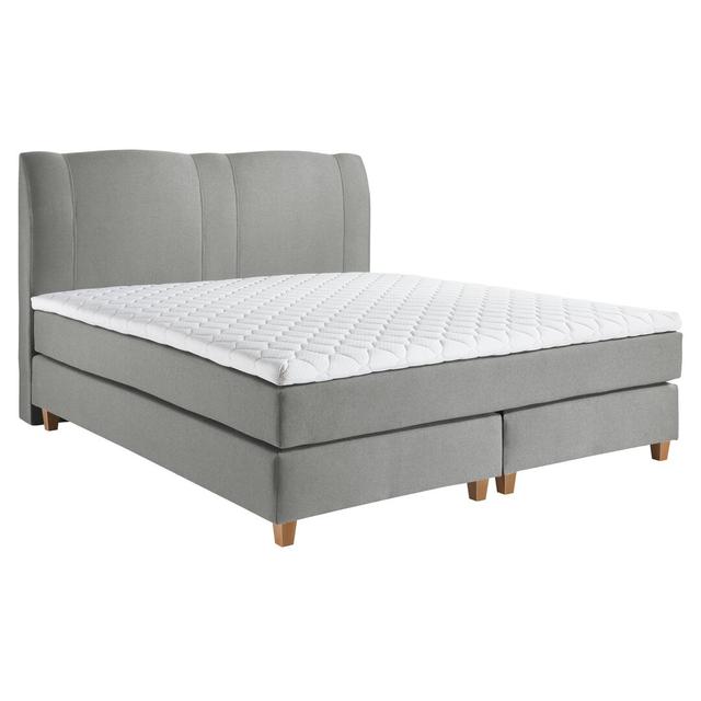 Boxspringbett Houle mit Topper ModernMoments Liegefläche: 160 x 200 cm, Farbe: Hellgrau, Matratzenhärte: H2 – bis zu ca. 75 kg/H3 – ca. 75-100 kg on Productcaster.