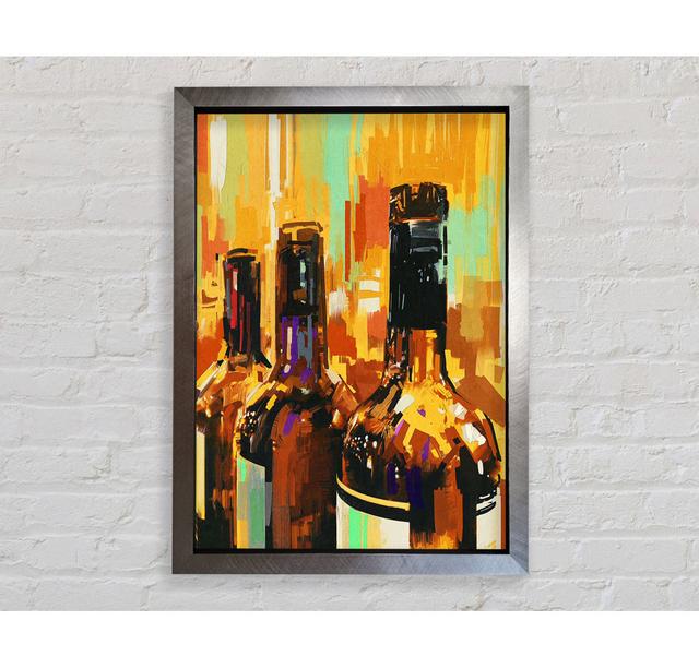 Retro Wine Bottles - Print Ophelia & Co. Size: 141.4cm H x 100cm W x 3.4cm D, Format: Black Framed Paper on Productcaster.