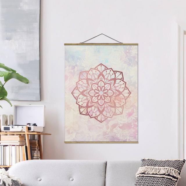 Stoffbild Mandala Illustration Flower Rose Pastel Bloomsbury Market Maße: 133,5 cm H x 100 cm B x 0,3 cm T on Productcaster.