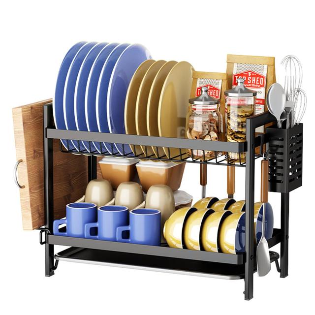 2-Tier Dish Drainer With Drip Tray And Cutlery Rack, Belfry Kitchen on Productcaster.