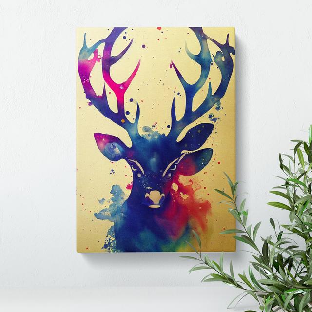 Splashed Stag No.3 - Wrapped Canvas Print Alpen Home Size: 76cm H x 50cm W x 3cm D on Productcaster.