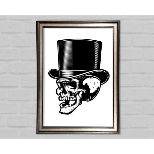 Top Hat Skull Framed Print Wall Art Happy Larry Size: 29.7cm H x 21cm W x 1.5cm D, Format: Gunmetal Framed Paper on Productcaster.