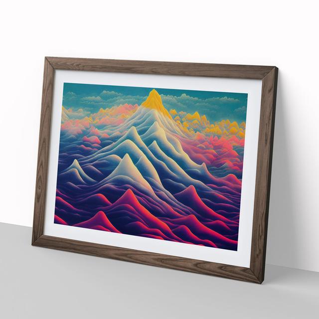 Placid Colourful Mountain Abstract - Picture Frame Graphic Art Alpen Home Size: 25cm H x 34cm W x 2cm D, Format: Walnut Framed on Productcaster.