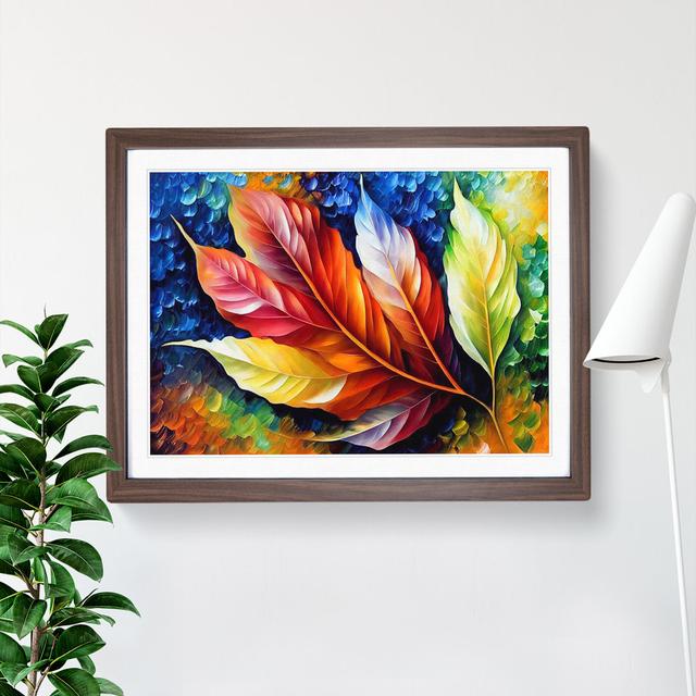 Glimmering Leaf - Picture Frame Graphic Art Latitude Run Size: 25cm H x 34cm W x 2cm D, Frame Colour: Walnut on Productcaster.