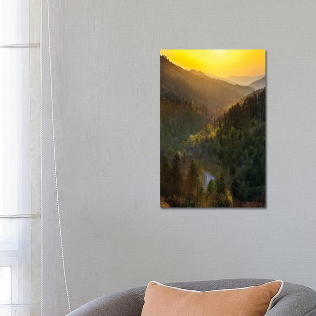 Sunset over a Path Through the Smokies by Jonathan Ross Photography - Wrapped Canvas Photograph Alpen Home Size: 66.04cm H x 45.72cm W x 3.81cm D on Productcaster.