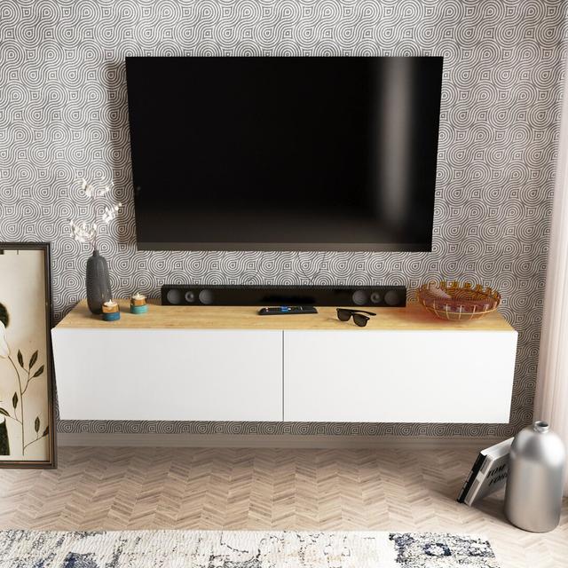 Poling TV Stand for TVs up to 70" Blue Elephant Colour: Walnut/White on Productcaster.