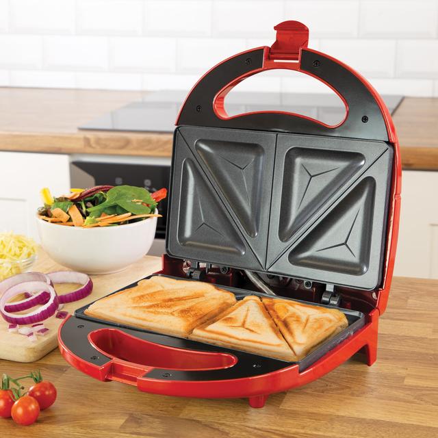 Quest 13.2cm Non Stick Electric Grill Sandwich Maker with Lid Quest Colour: Red on Productcaster.