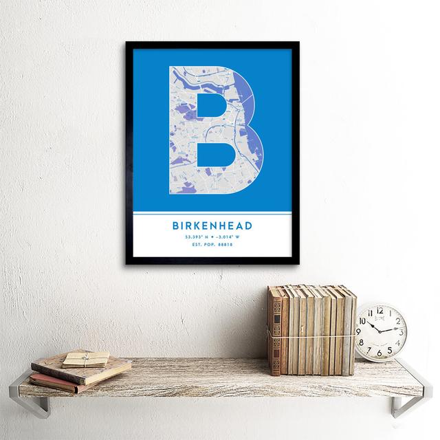 Birkenhead City Map Birkenhead England United Kingdom City Map Blue - Single Picture Frame Typography Wee Blue Coo on Productcaster.