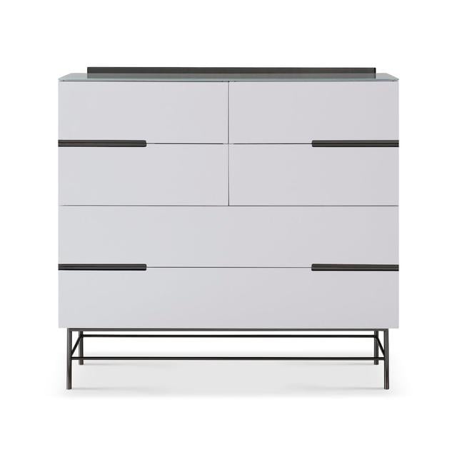 Nicholls 6 Drawer Chest Canora Grey Colour: White/Dark Chrome on Productcaster.