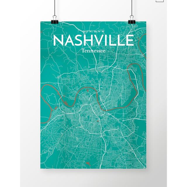 Nashville City Map - Unframed Graphic Art Print on Paper East Urban Home Size: 85 cm H x 45.7 cm W on Productcaster.