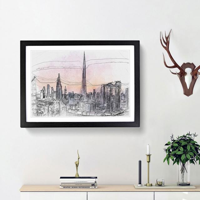 Dubai Skyline in Abstract - Picture Frame Graphic Art Print on MDF East Urban Home Frame Option: Black Framed, Size: 48cm H x 65cm W x 2cm D on Productcaster.