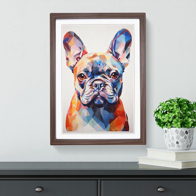 French Bulldog Geometric No.2 - Single Picture Frame Print on Wood Marlow Home Co. Size: 64cm H x 46cm W x 2cm D, Format: Walnut on Productcaster.