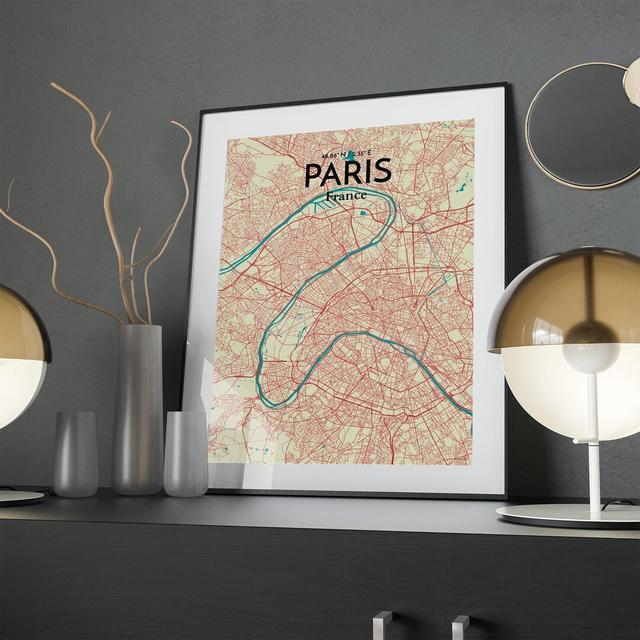 Paris City Map In Tricolour - No Frame Print Borough Wharf Size: 24cm H x 18cm W x 0.05cm D on Productcaster.