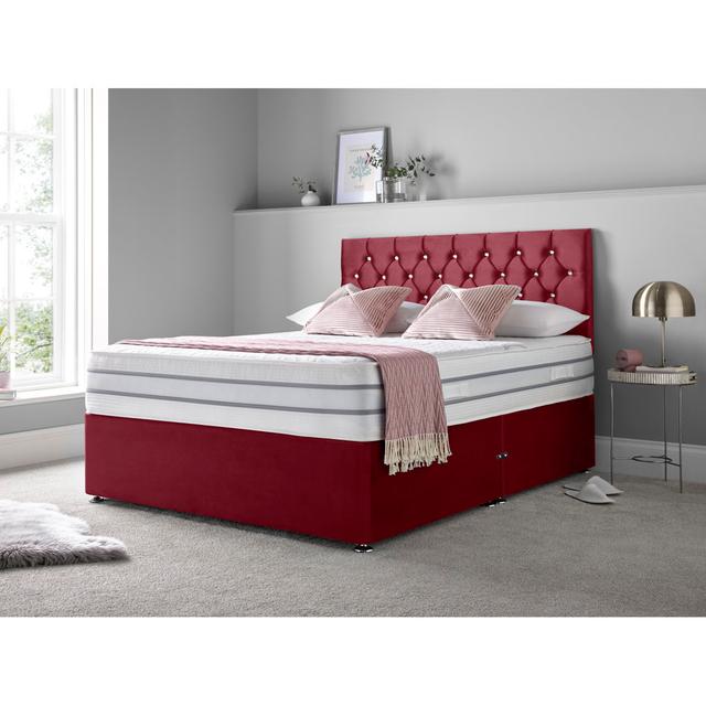 Boltwood Divan Bed Set Rosdorf Park Colour: Maroon, Size: Single (3'), Storage Type: No Drawers on Productcaster.