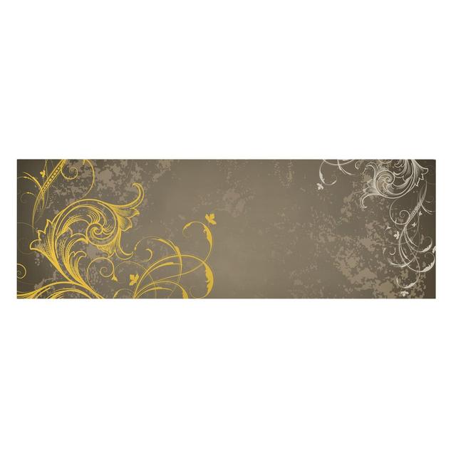 Curls in Gold and Silver - Wrapped Canvas Graphic Art Rosalind Wheeler Size: 50cm H x 150cm W on Productcaster.