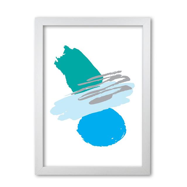 Blue and Teal Abstract Paint Shapes - Graphic Art Print on Paper East Urban Home Size: 85 cm H x 60 cm W x 5 cm D, Format: White Grain Frame on Productcaster.