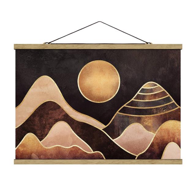 Grafikdruck Golden Sun Abstract Mountains von Elisabeth Fredriksson Canora Grey Maße: 33,5 cm H x 50 cm B x 0,3 cm T on Productcaster.