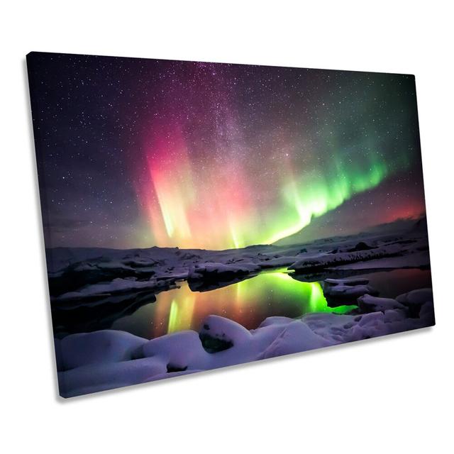 Northern Lights Astronomy - Wrapped Canvas Print Ebern Designs Size: 61cm H x 91.4cm W x 4cm D on Productcaster.