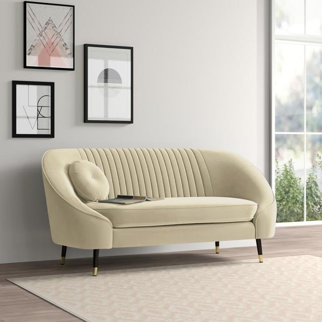 Shyann 2 Seater Upholstered Sofa Hykkon Upholstery Colour: Beige on Productcaster.