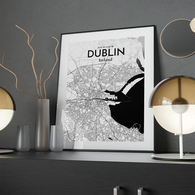 Dublin City Map in Ink - Graphic Art Print on Paper Borough Wharf Size: 24cm H x 18cm W x 0.05cm D on Productcaster.