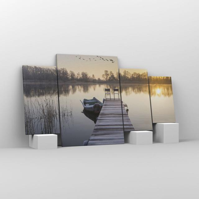 Bridge West the Sun - 4 Piece Wrapped Canvas Photograph Ebern Designs Size: 90cm H x 160cm W x 1.8cm D on Productcaster.