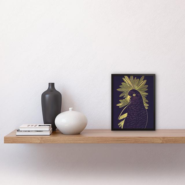 Stylish Dark Deep Purple Yellow Gold Parrot - Single Picture Frame Print Wee Blue Coo on Productcaster.