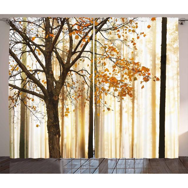 Reyna Autumn Bare Branches Leaves Track Insert Semi Sheer Curtains (Set of 2) East Urban Home Panel Size: Width 280 x Drop 175 cm on Productcaster.