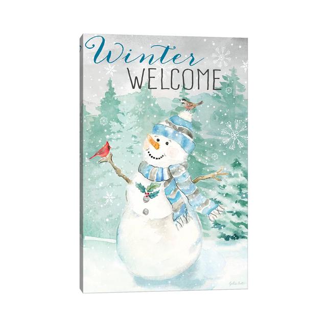 Let It Snow Blue Snowman Portrait by Cynthia Coulter - Wrapped Canvas Gallery-Wrapped Canvas Giclée The Seasonal Aisle Size: 45.72cm H x 30.48cm W x 1 on Productcaster.