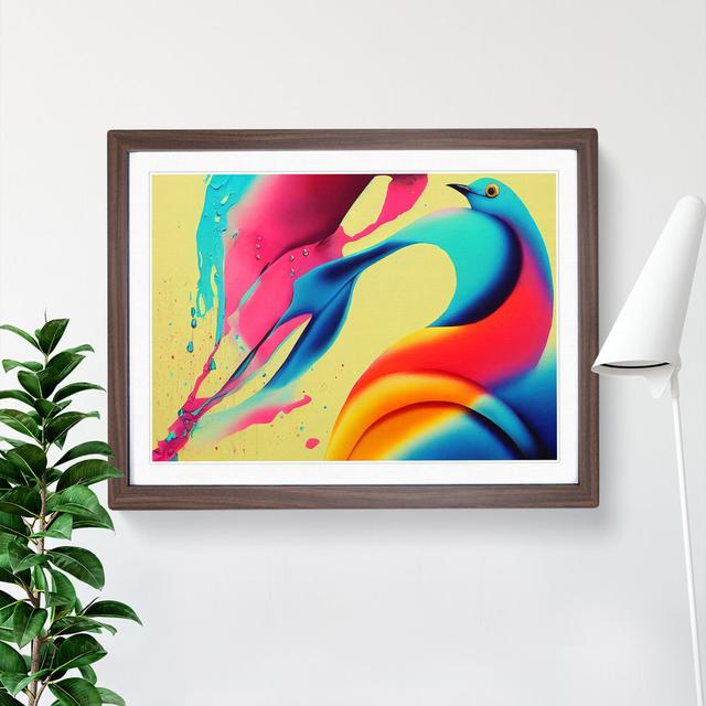 Brilliant Abstract Bird - Single Picture Frame Print Metro Lane Frame Colour: Walnut Framed, Size: 46cm H x 64cm W x 2cm D on Productcaster.