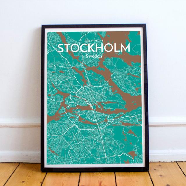 Stockholm City Map - Graphic Art Print on Paper East Urban Home Size: 60.2 cm H x 27.9 cm W x 0.1 cm D on Productcaster.