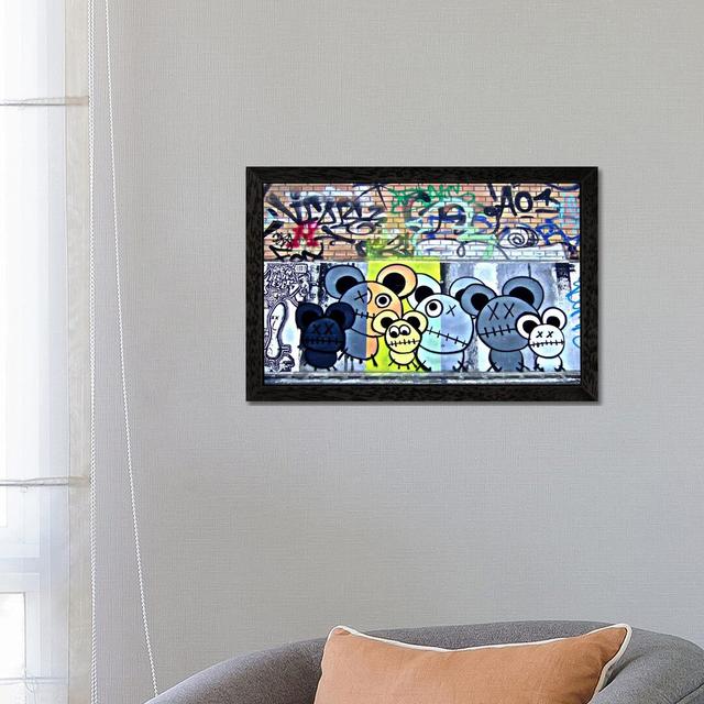 'Of Mostly Mice Graffiti'- Floater Frame Graphic Art Print on Canvas Happy Larry Size: 102cm H x 152cm W x 4cm D, Frame Option: Black on Productcaster.