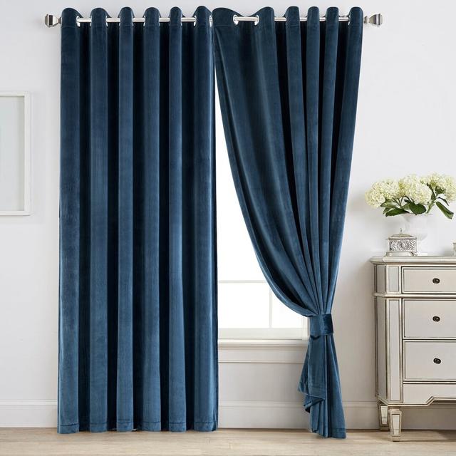 Reede Eyelet Sheer Curtains (Set of 2) Canora Grey Colour: Blue, Panel Size: 168 W x 183 D cm on Productcaster.