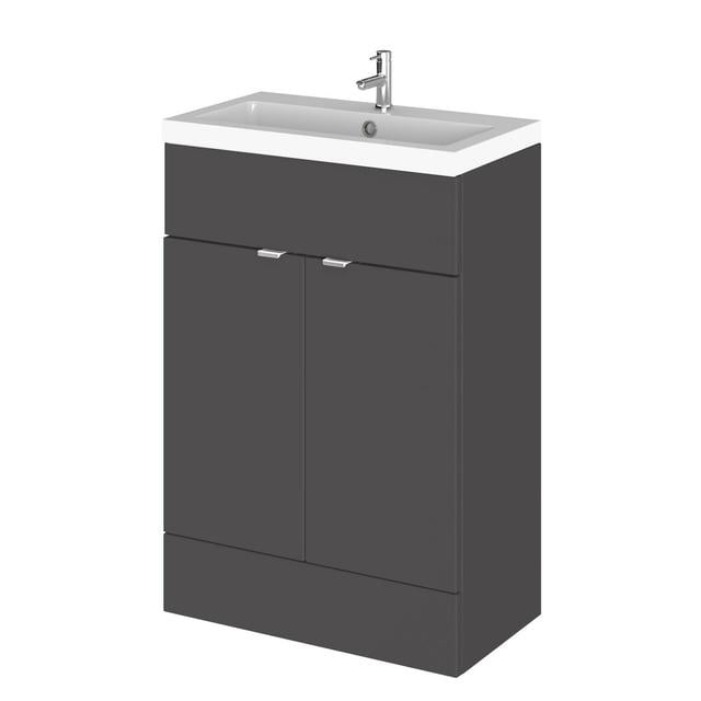 Fusion Hudson Reed 605mm Free-standing Single Vanity Unit Hudson Reed Vanity Unit Colour: Gloss Grey on Productcaster.