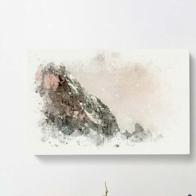 Pink Mountain In Abstract - Wrapped Canvas Painting East Urban Home Size: 40cm H x 60cm W x 3cm D on Productcaster.