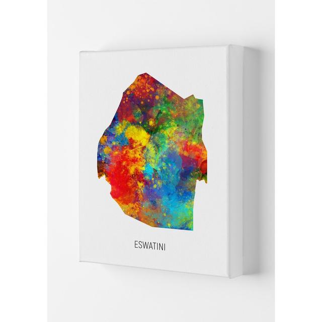 Eswatini Watercolour Map by Michael Tompsett - Graphic Art Print Latitude Run Format: Wrapped Canvas, Size: 59.4cm H x 42cm W x 4cm D on Productcaster.