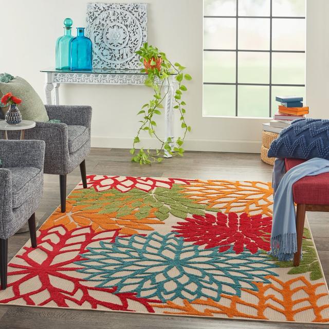 Darbie Flatweave Beige/Red/Green Rug 17 Stories Rug Size: Rectangle 290 x 396cm on Productcaster.