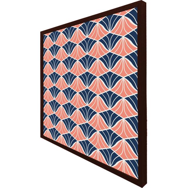 Aryaveer Navy & Pink Geometric Shells - Single Picture Frame Art Prints Metro Lane Size: 61cm H x 61cm W x 4cm D, Frame Colour: Brown Framed on Productcaster.