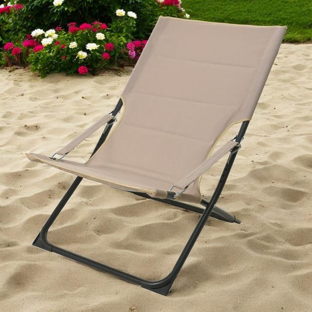 Rosaleah Polyester Padded Camping / Beach Folding Chair Folding Chair 17 Stories Colour: Beige on Productcaster.