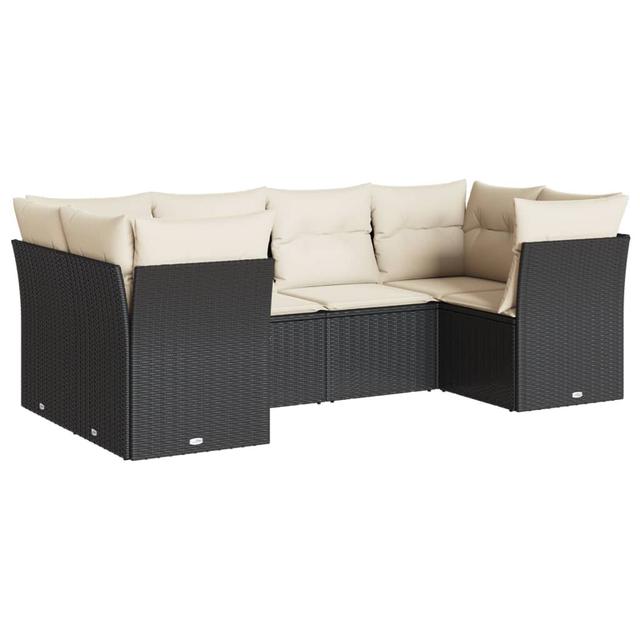 Vidaxl 6-Tlg. Garten-Sofagarnitur aus Polyrattan mit Kissen DEvidaxl Rahmenfarbe: Schwarz, Farbe des Kissens: Beige on Productcaster.