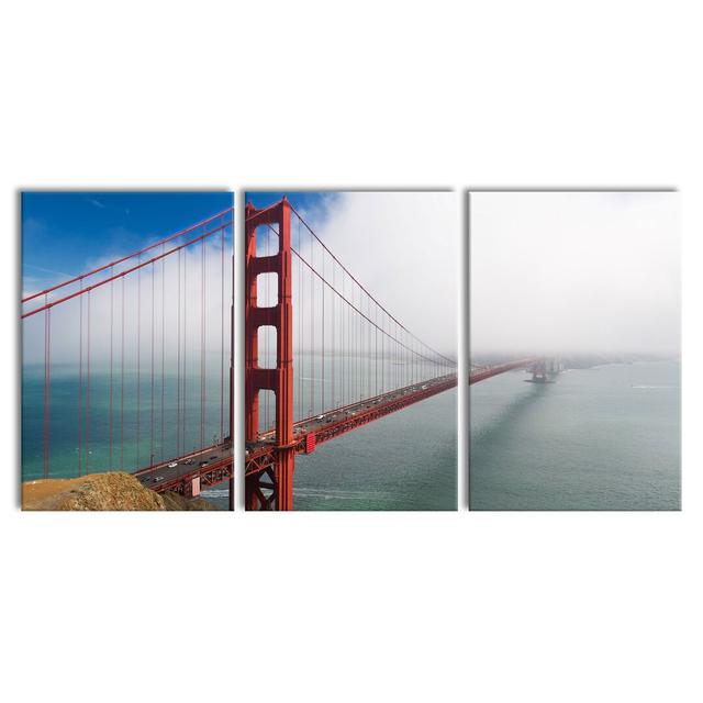 Golden Gate Bridge 3-Piece Photograph Set on Canvas East Urban Home Size: 120cm H x 240cm W on Productcaster.