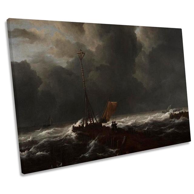 Jacob Van Ruisdael Rough Sea At A Jetty CANVAS WALL ART Print Rosalind Wheeler Size: 40.6cm H x 61cm W x 2cm D on Productcaster.